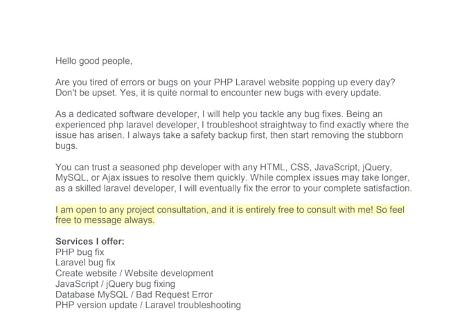 be software developer php developer laravel bug fix as php laravel developer